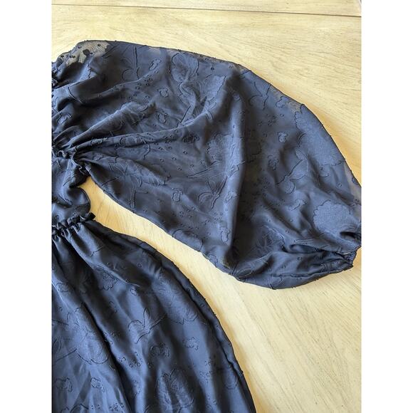 Black Babydoll Dress Lace Whimsigoth Floral Dark Fairy Grunge Witchy Romantic XS - Picture 10 of 16